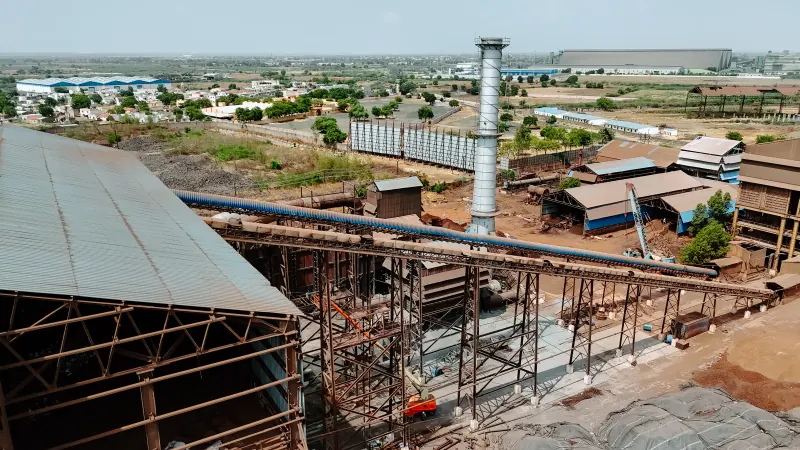 Process towers at the SAL Steel plant
