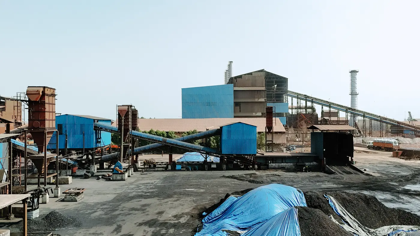 Aerial view of the SAL Steel plant and its surrounding logistics corridor